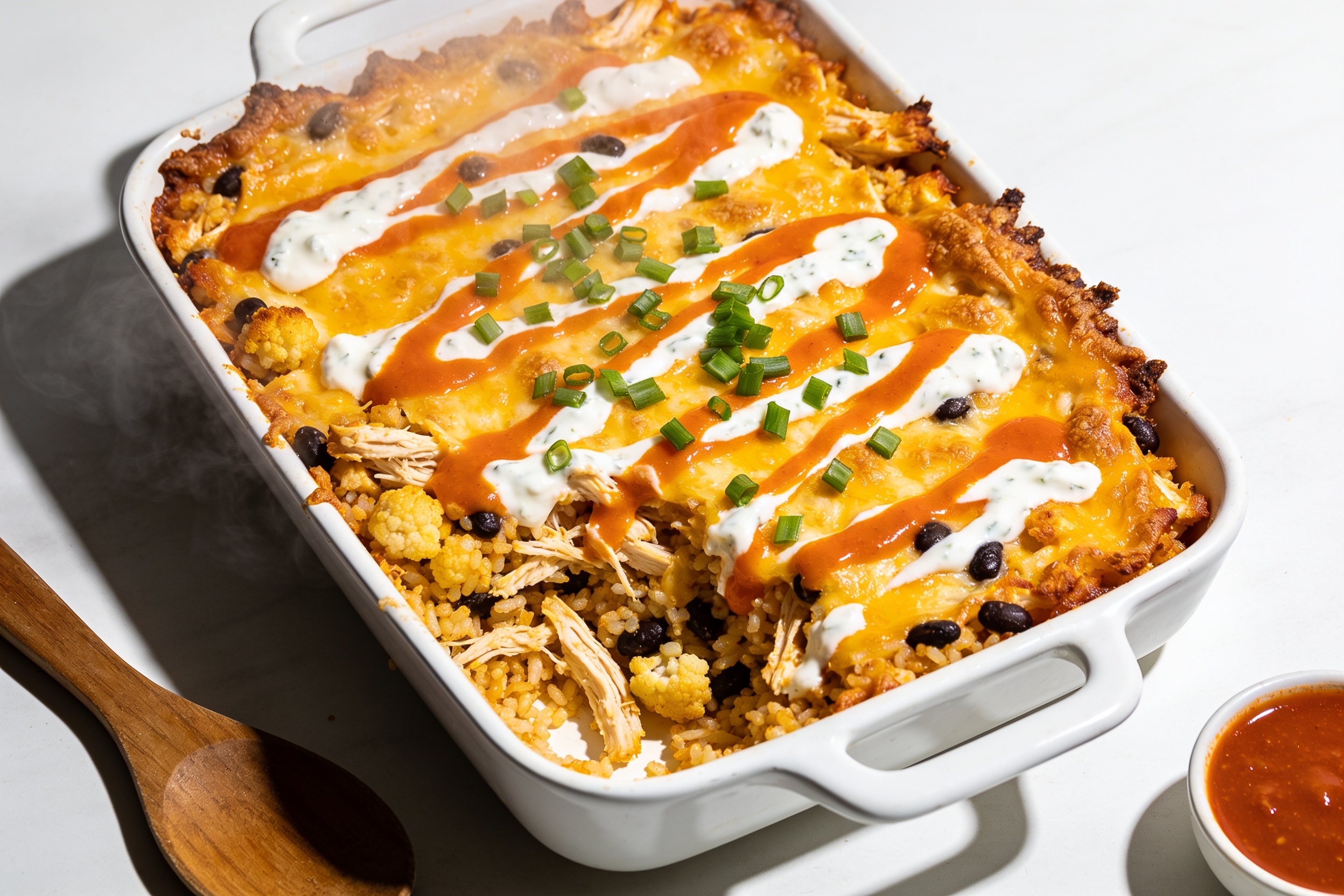 High Protein Buffalo Chicken Casserole