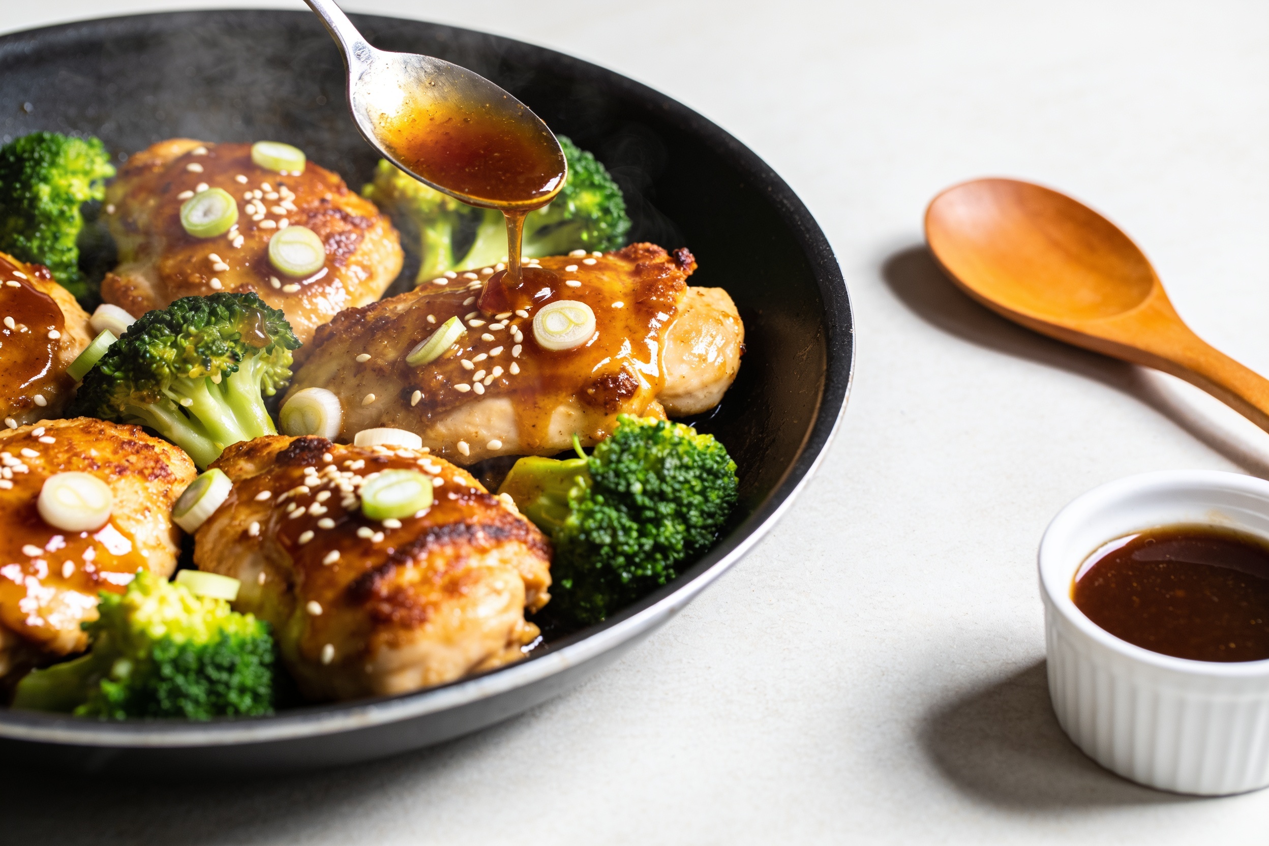 One Pan Honey Garlic Chicken & Broccoli