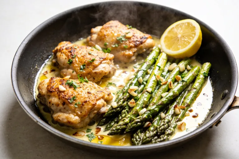 One Pan Garlic Butter Chicken & Asparagus