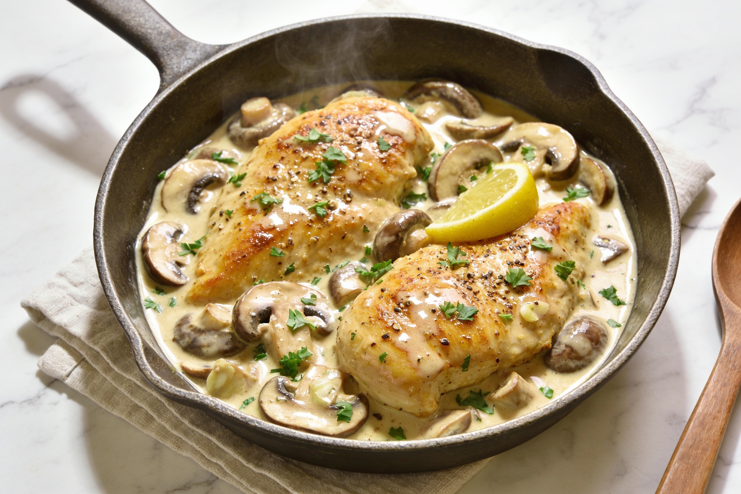 One Pan Creamy Mushroom Chicken