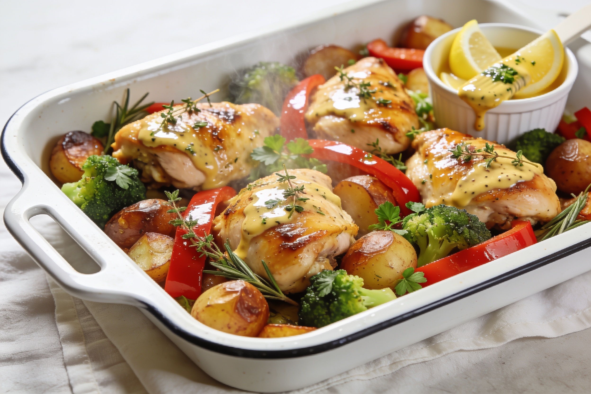 One Pan Dijon Herb Chicken & Veggies