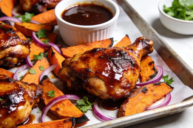 One Pan BBQ Chicken & Sweet Potatoes