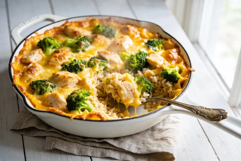 One Pan Cheesy Chicken & Broccoli Bake