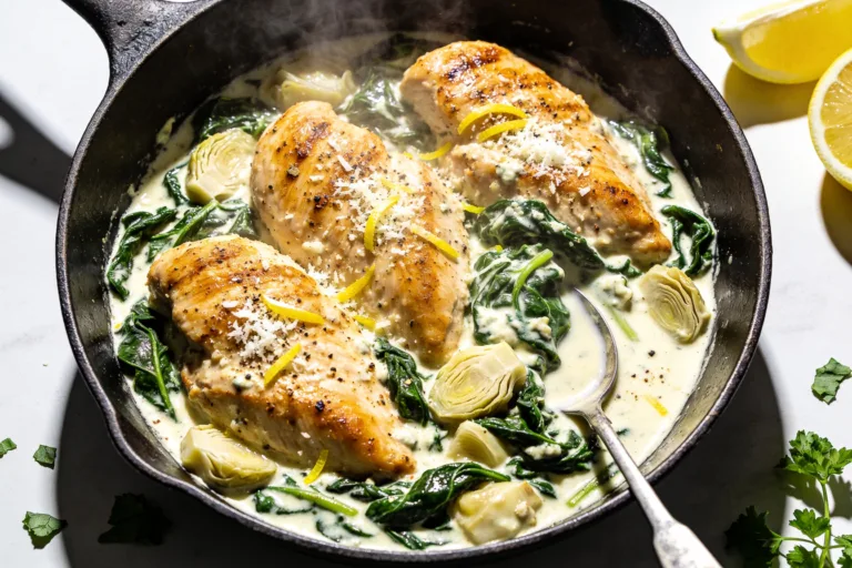 One Pan Spinach Artichoke Chicken