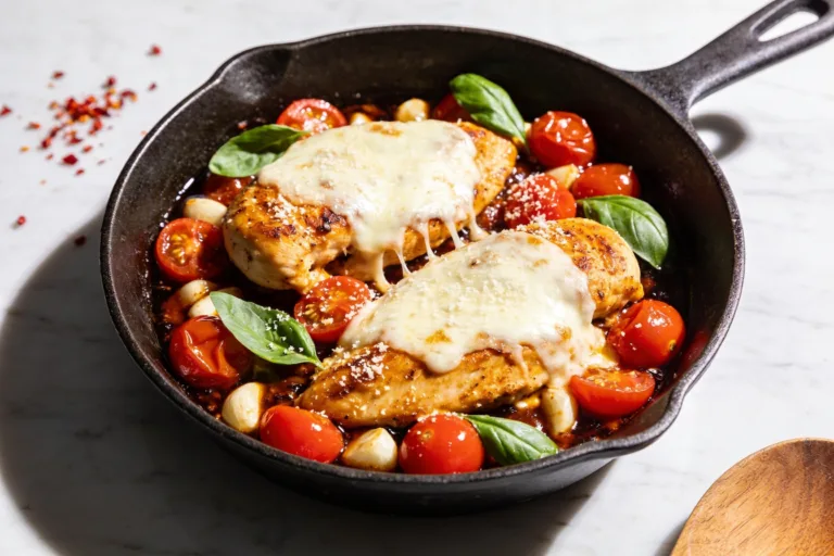 One Pan Mozzarella Tomato Chicken