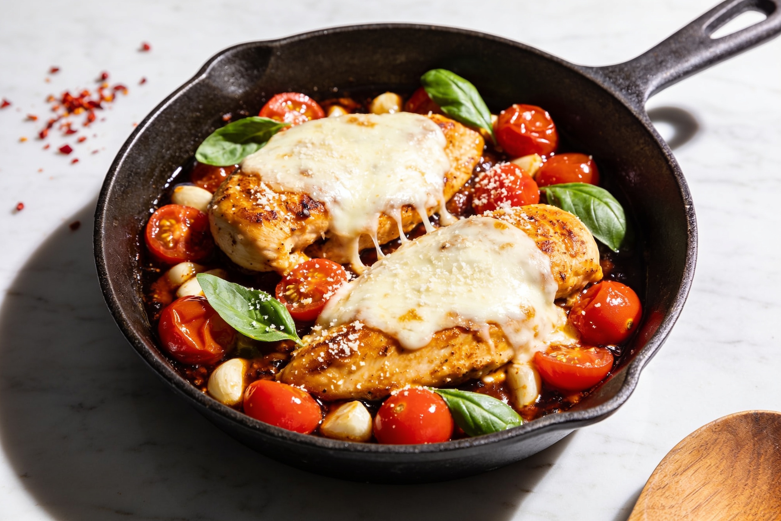 One Pan Mozzarella Tomato Chicken
