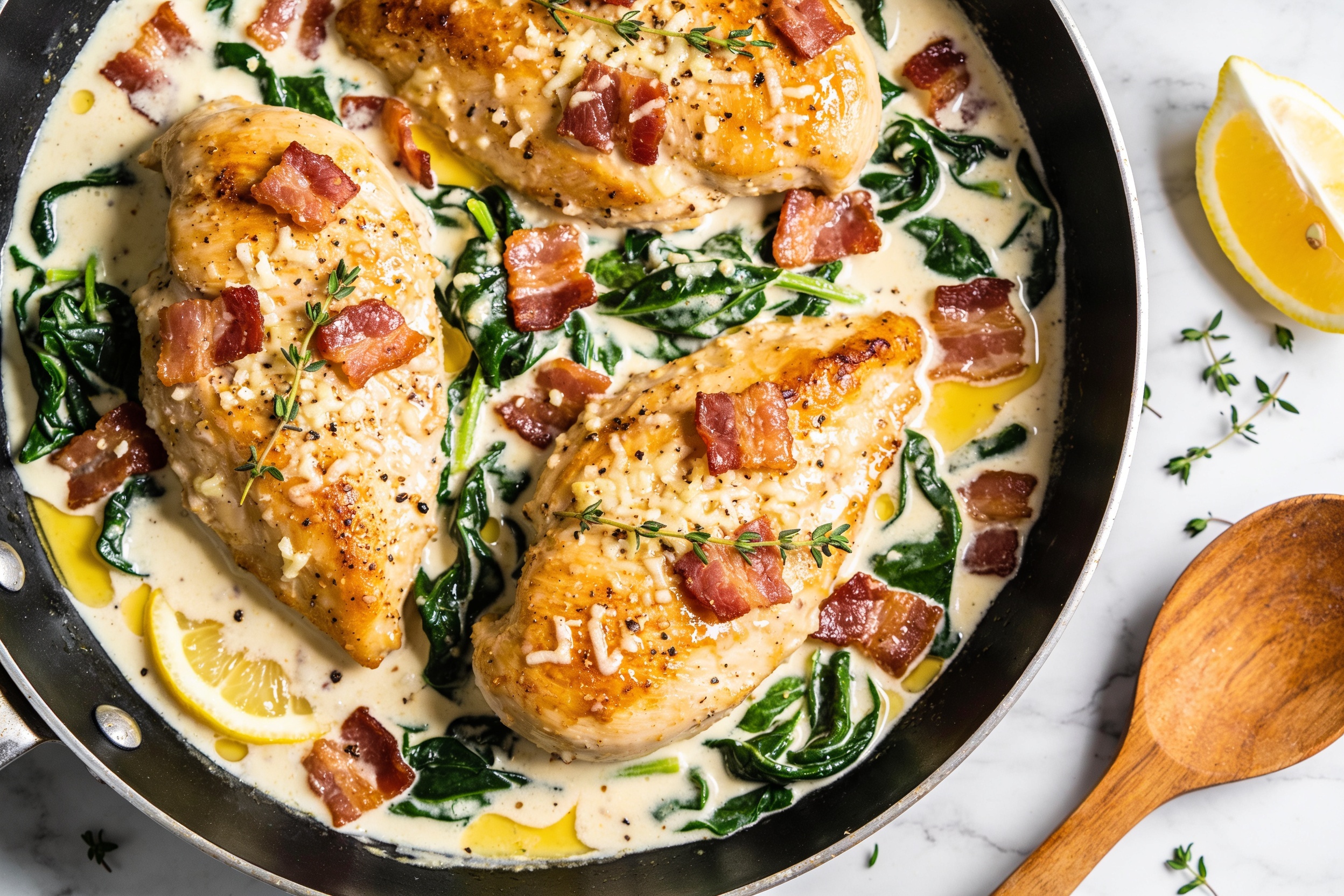 One Pan Creamy Bacon Chicken