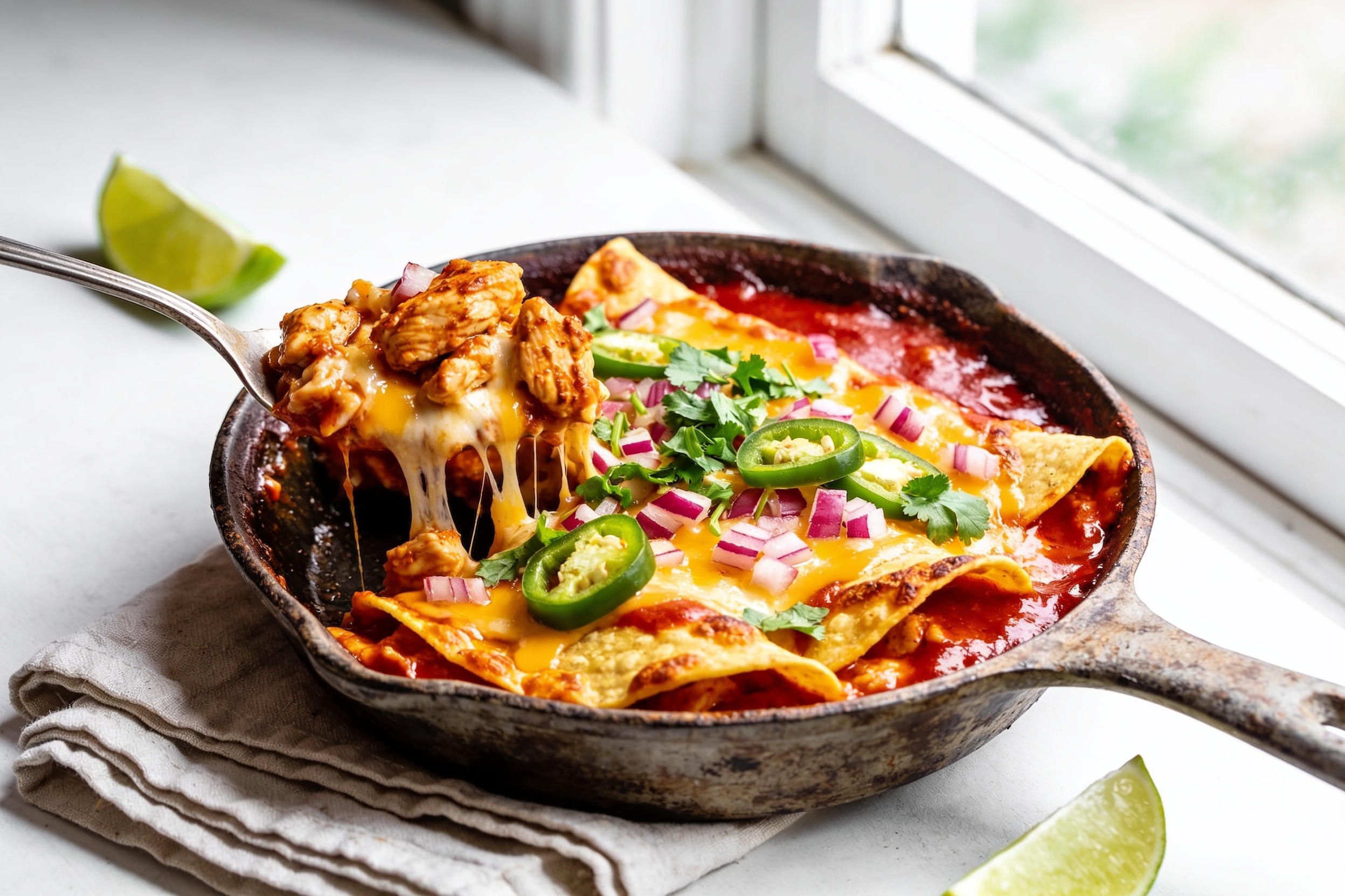 One Pan Chicken Enchilada Bake