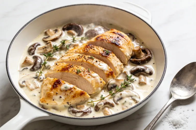 High Protein Creamy Mushroom Chicken Breast