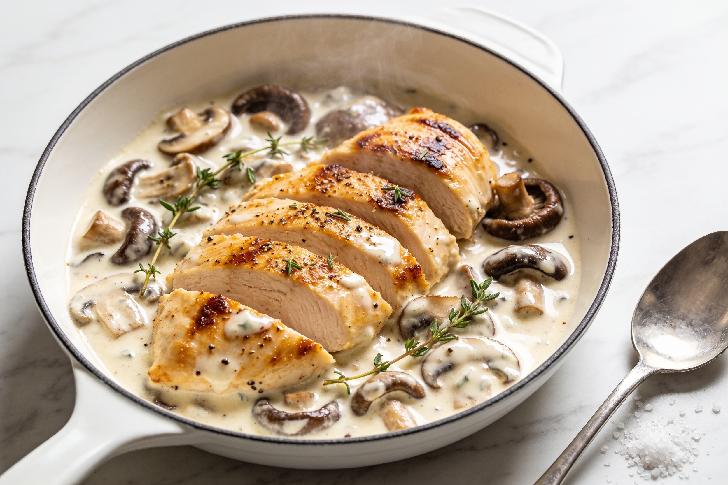High Protein Creamy Mushroom Chicken Breast