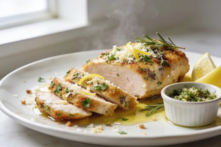 High Protein Garlic Herb Crusted Chicken Breast