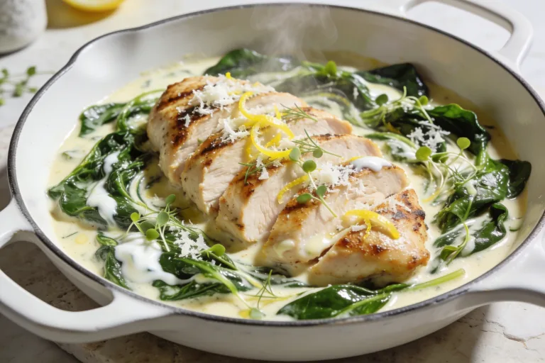 High Protein Creamy Garlic Spinach Chicken Breast