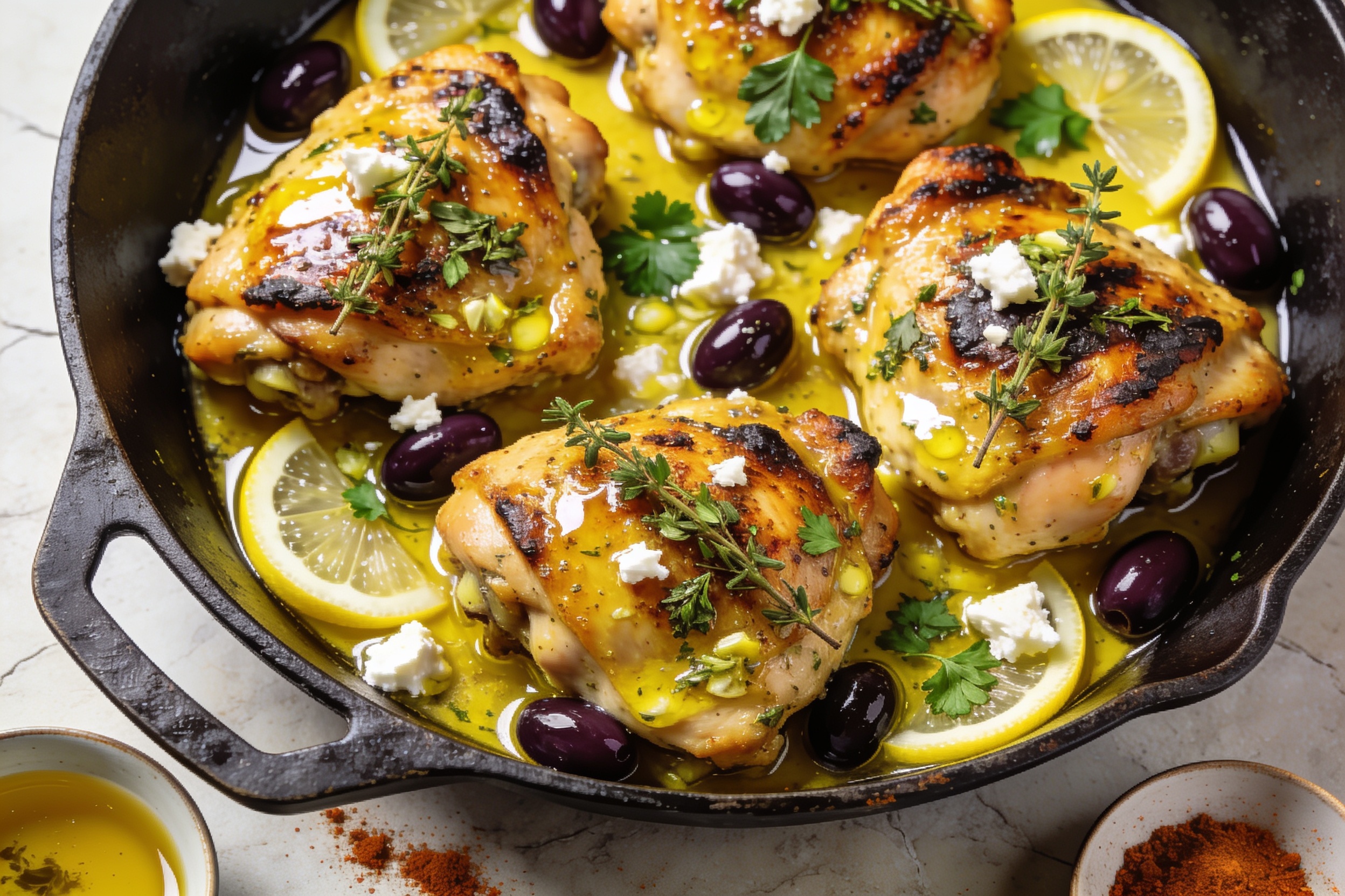 High Protein Mediterranean Chicken Thighs