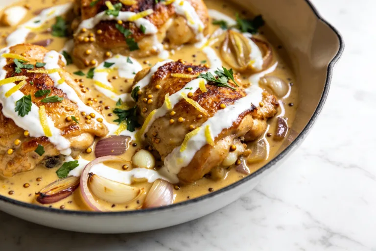 High Protein Creamy Dijon Chicken Thighs