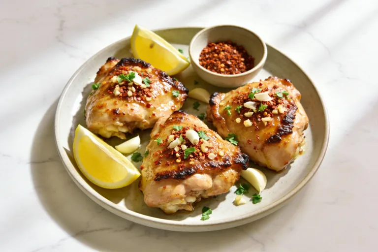 High Protein Spicy Garlic Chicken Thighs