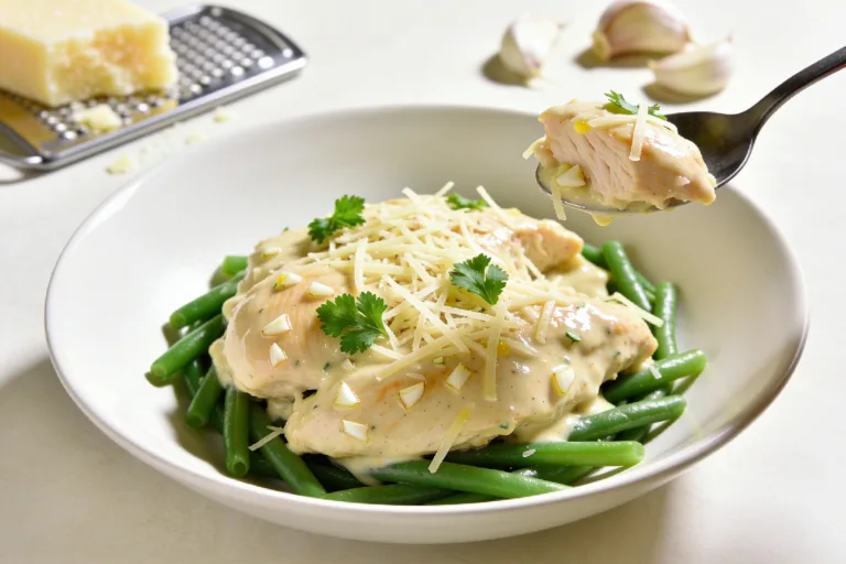 High Protein Crockpot Garlic Parmesan Chicken