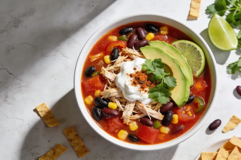 High Protein Crockpot Chicken Taco Soup