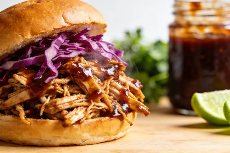 High Protein Crockpot Pulled BBQ Chicken