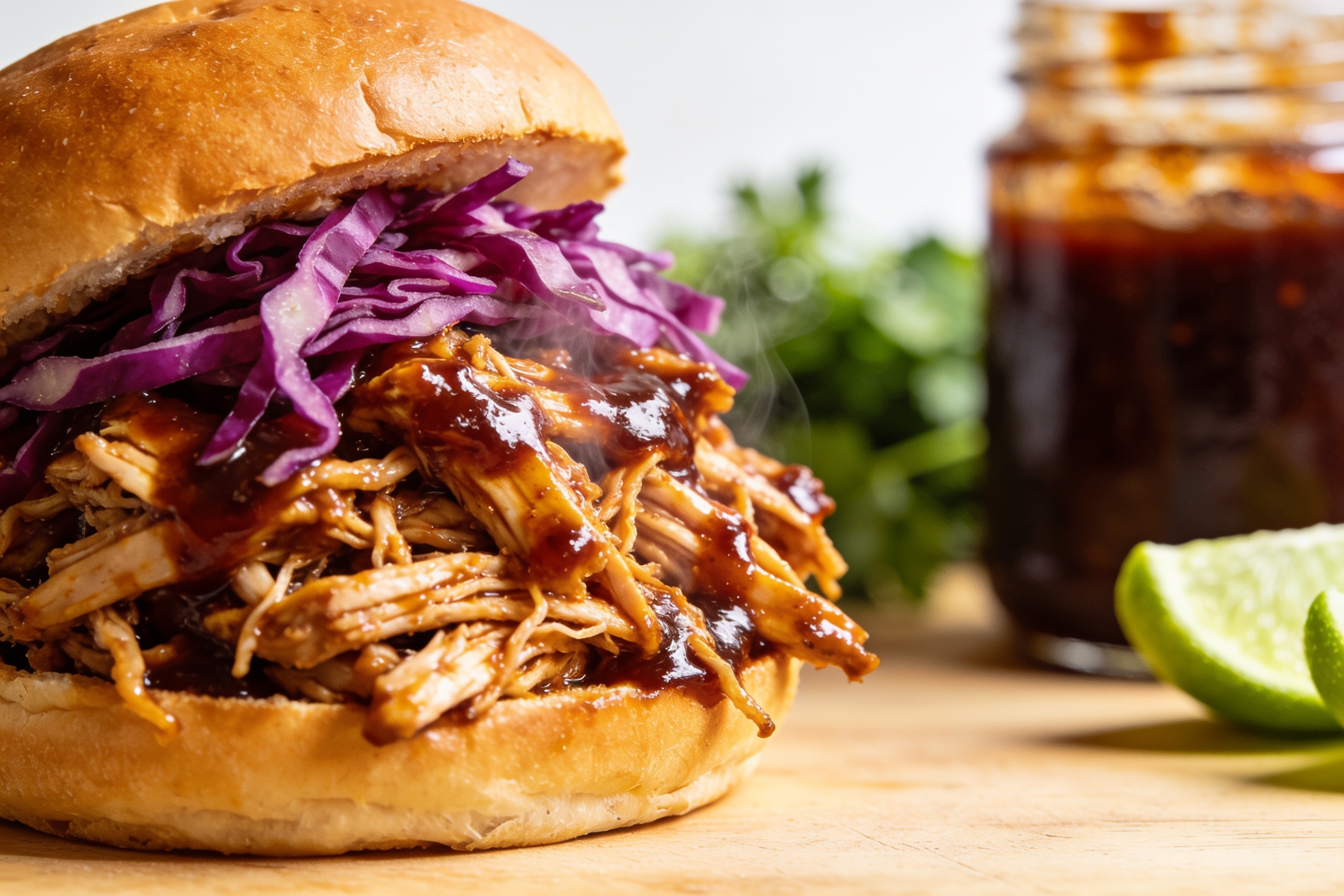 High Protein Crockpot Pulled BBQ Chicken