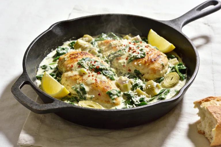 Spinach Artichoke Chicken Skillet