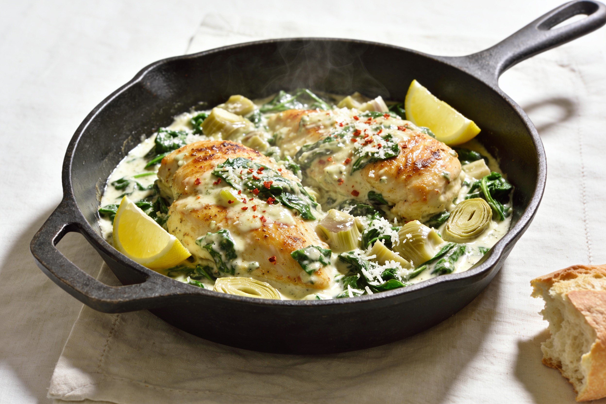 Spinach Artichoke Chicken Skillet