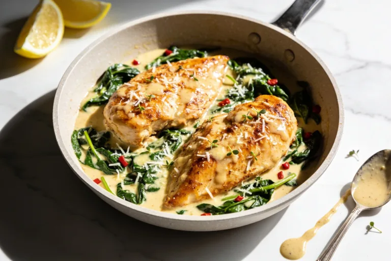 Chicken with Creamy Garlic Spinach