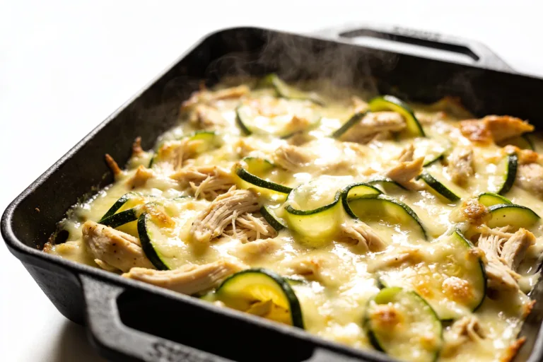 High Protein Rotisserie Chicken Zucchini Casserole