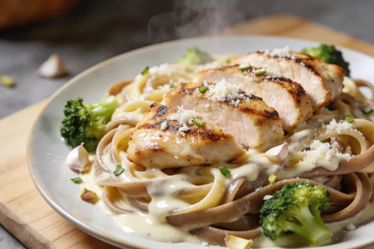 High Protein Grilled Chicken Alfredo Pasta